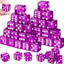 Seenelling 36 Pcs 19 mm Casino Style Craps Dice Sets Acrylic D6 Dice, Square W/Rounded Edge for Casino, Craps, Table Games and Board Games(Transparent Purple)