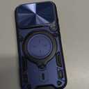 Asuwish Phone Case for iPhone 17 Pro 6.3 inch Slide Camera Magnetic Cover with Tempered Glass Screen Protector and Ring Holder Stand Slim Hybrid Mobile Cell Accessories i Phone17 i17 17Pro Women Blue