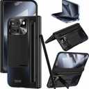 For Google Pixel 10 Pro Fold Case with Pen Holder & Stylus, All-Inclusive Phone Case with Hinge Protector, Screen Protector, Kickstand, Slim PC Protective Cover for Google Pixel 10 Pro Black