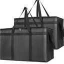 Bodaon 2-Pack Insulated Food Delivery Bag, XXXL Pizze Cooler Bags, Thermal Cold/Hot Styrofoam Carrier for Doordash/Travel/Shopping/Catering/Car, Warmer/Frozen, Dashers Door Dash Accessories (Black)