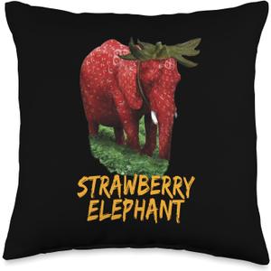 Strawberry Elephant Throw Pillow (16x16)