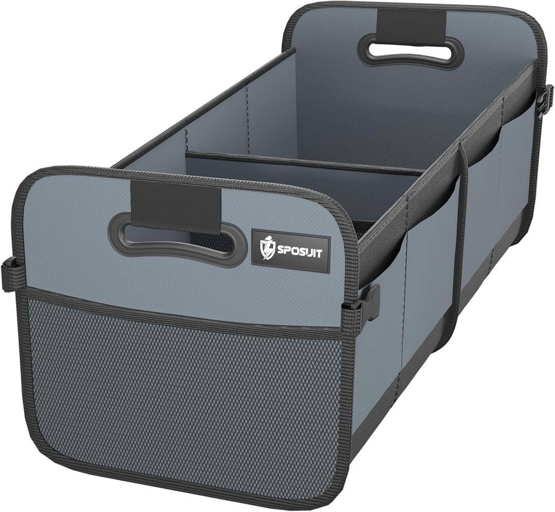 Sposuit Trunk Organizer for Car - 70L Collapsible Car Storage with 11 Pockets & Reinforced Handles, SUV Trunk Organizers for Grocery Cargo(Grey)