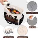 MIYCOO Lunch Bag Lunch Box Women - Leakproof Insulated Lunch Cooler Bag for Women - Large Lunch Tote Bags Adults, Black with Off White with Brown