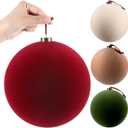 Weysat 4 Pcs 8 Inch Extra Large Velvet Christmas Ball Ornaments Set Flocked Holiday Ornaments Giant Velvet Xmas Balls for Christmas Tree Festive Indoor Display Holiday Party (Earth Tones Mix)