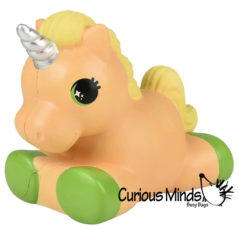 12" Jumbo Pony Unicorn Squishy Slow Rise Foam Pet Animal Toy - Scented Sensory, Stress, Fidget Toy (Yellow)