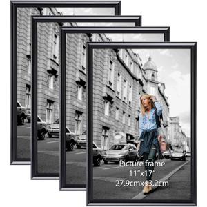 Calenzana 11x17 Black Picture Frames for Wall Hanging, 11 by 17 Photo Frames for Home Office Bedroom Living Room, Set of 4