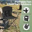 Camping Chair with Fan, Lightweight Camp Chair 300LBS Portable Foldable Chair for Adults & Teens, Compact with Carry Bag for Camping, Beach, Picnics, Outdoor, 1 Pack, Black