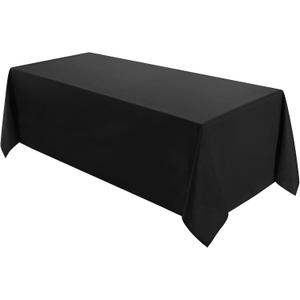 VidaFete Tablecloth 90 * 132inch Rectangle Table Cloth Polyester, Stain Wrinkle Resistant Polyester Dining Table Cover for Kitchen Dinning Party Wedding Rectangular Tabletop Buffet Decoration(Black)