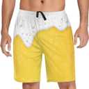 Men's Pajama Shorts Beer with Foam and Bubbles Summer Sleep PJ Bottoms Knee Length Sleepwear,Soft Lounge Pants with Pockets for Men X-Large (XL)