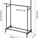 Calmootey Double Rod Clothing Garment Rack, Rolling Hanging Clothes Rack, Portable Clothes Organizer for Bedroom, Living Room, Clothing Store, Black