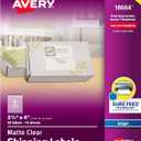 Avery Printable Shipping Labels with Sure Feed, 3-1/3" x 4", Matte Clear, 60 Blank Mailing Labels (18664)