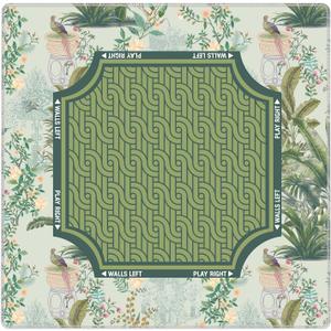 Vintage Botanical Pheasant Floral Mahjong Mat, Non-Slip Noise Reduction Square Game Table Pad, Retro Tropical Green Plant Bird Flower Vase Border Print Portable Play Mat for Mahjong, 31.5 x 31.5 inches