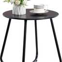 HollyHOME Round Metal Side Table, Rust-Resistant Patio Small Plant Stand, Outdoor 17.32'' Portable End Table for Balconies, Gardens, Living Rooms and Bedrooms, Black
