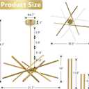 Modern Gold Chandelier Light Fixtures - LED 6-Lights Dining Room Linear Chandeliers Pendant Lights Fixture Over Table 3000K 4500K 6000K 3-Color Dimmable for Kitchen Island Living Room, 31.7inch