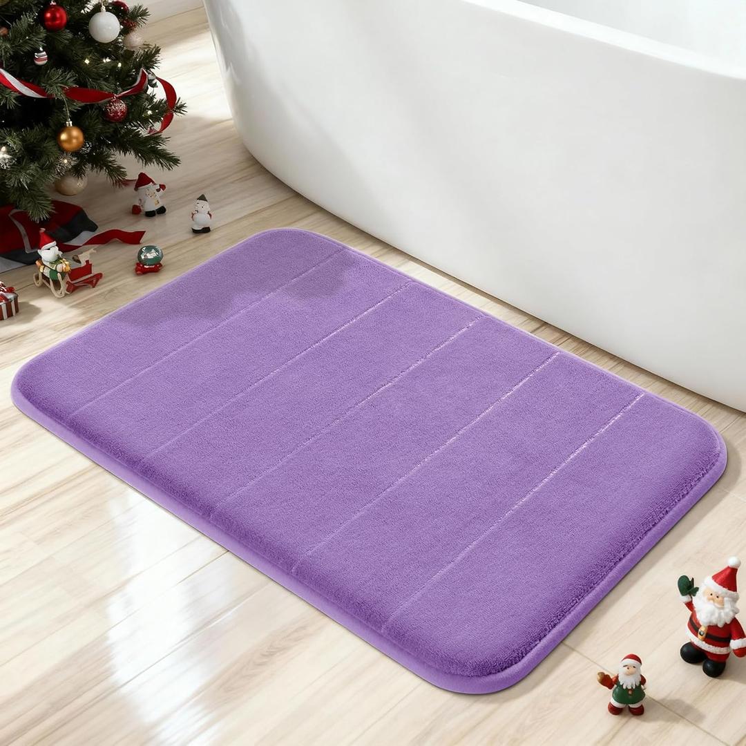 Yimobra Memory Foam Bath Mat, Super Soft Absorbent Bathroom Rug Non Slip, Quick Dry, Machine Washable Floor Carpet for Tub Shower, Home Decor Accessories, 24x17, Lavender