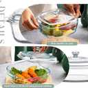 Maxcheck 2 Pieces Glass Casserole Dish with Lid 0.8L/ 1.5L Baking Casserole Dish Covered Cookware Microwave Bowls with Handle for Kitchen Restaurant Home Party Cooking, Oven Safe (Square)