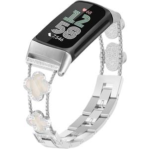 Bling Metal Band Compatible with Fitbit Charge 6/ Charge 5 for Women, Dressy Bracelet Jewelry Watch Band for Fitbit Charge 6 Fitness & Health Tracker