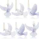 Blosssound 6 Pcs Dove Christmas Ornaments 3 Inch Hanging Dove Ornaments for Tree Xmas Bulk White Birds Peace Love Friendship Hanging Decorations Christmas Acrylic Decor for Wedding Wreath Crafts