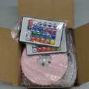 Mudder 2 Pcs Light LED Base Wood LED Display Base for Glass Art Decor Crystal Acrylic Resin, 16 Colored USB Light with Remote Wooden Round Lamp Stand for 3D Crystal Ball Room Home Decor(Pink)