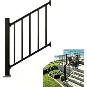 Atemou 36 in x 3 Ft Modular Black Stainless Steel Stair Railing Kit