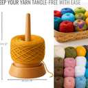 Wooden Yarn Holder with Smooth Bearing Base, Weighted Anti-Slip Base, Dual Spindles for Knitting & Crochet, Holds Up to 22lb Chunky Yarn