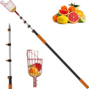 30FT Reach Fruit Picker with Basket Telescoping Pole, Apple Picker