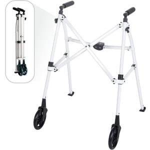 Stander Space Saver Walker, Lightweight Folding Rolling Mobility Aid for Seniors & Adults, Compact 2-Wheel Disability Device with 6-inch Wheels & Ski Glides for Walking Support, Vivid White (Standard)