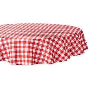 DII Red Check Outdoor Tabletop Collection, Stain Resistant & Waterproof, 60" Round Tablecloth, Check