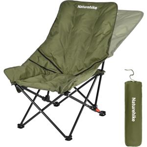 Naturehike Seastar Padded Camping Chair, Oversized 2-Position Adjustable Folding Chair, Portable Camp Chair with Side Pocket & Carry Bag (Green)