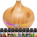 HLS Aroma Diffusers for Essential Oils Large Room with 10 Essential Oils,Ultrasonic Aromatherapy Diffuser for Home Bedroom, Cool Mist Humidifier Vaporizer (Yellow)