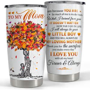 SANDJEST Mom Tumbler Christmas Gifts for from Son - To My 20oz Stainless Steel Double-walled Vacuum Insulated Coffee Travel Mug Awesome Mother's Day, Birthday Tumblers Idea Moms