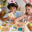 8Pcs Easter Money Holders for Cash Gift, Easter Wooden Money Holders Card Bunnies Ornaments for Holiday Tree Ornaments Table Centerpiece Decorations