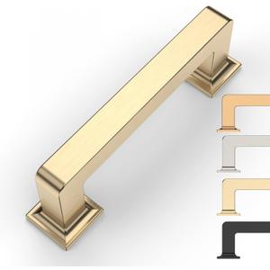 10 Pack 3 Inch Cabinet Handles - Brushed Brass Kitchen Cabinet Hardware - Gold Pulls (3"/76MM Hole Center)