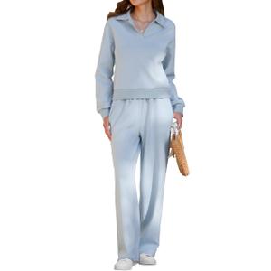 KFUBUO Fall Outfits for Women 2025 2 Piece Lounge Sets Long Sleeve Sweatshirt and Wide Leg Pants Tracksuits Casual Sweatsuit