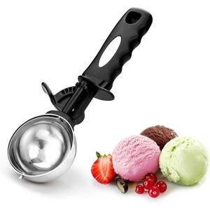 Ice Cream Scoop with Trigger, 5 Tbsp Cookie Scoop for Baking, 2.45 Oz Cookie dough Scooper, Large Ice Cream Scooper, Stainless Steel Portion Scoop, 72.7 ml