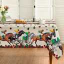Horaldaily Kentucky Rectangular Tablecloth 60×84 Inch, Horse Racing Washable Table Cover for Party Picnic Dinner Decor
