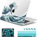 May Chen Compatible with MacBook Pro 13 inch Case 2022 2021 2020 Release Models A2338 M2 M1 A2251 A2289, Plastic Hard Shell Case for MacBook Pro 13 Inch with Touch Bar Fits Touch ID, Great Wave