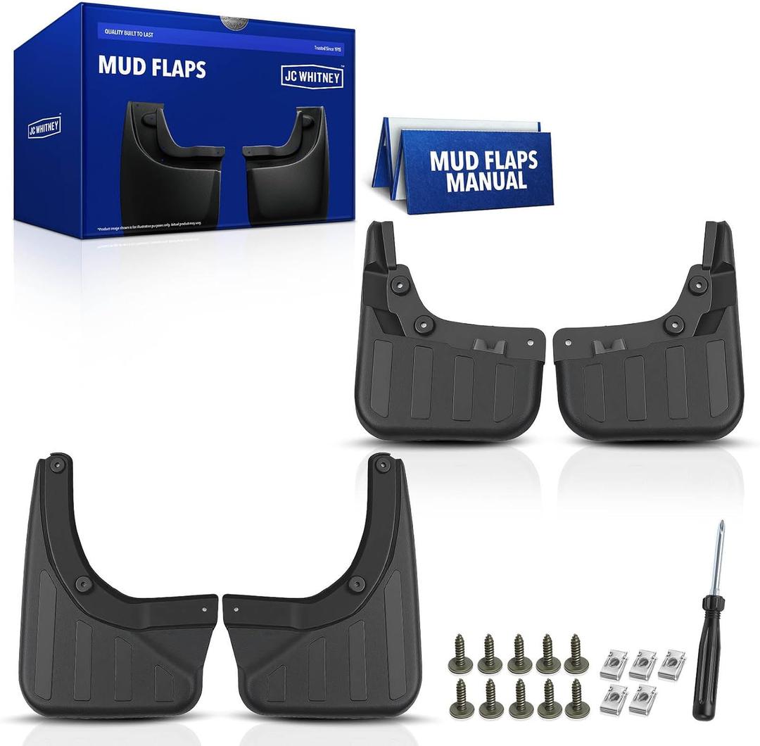 JC Whitney JFBAJCWSG00264 Set of 4 Front and Rear Mud Flaps Splash Guards - Compatible with Mercedes-Benz GLK250 2013-2015, GLK280 2009, GLK300 2010-2015, GLK350 2009-2015