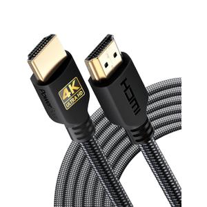PowerBear 4K HDMI Cable 20 ft | High Speed Hdmi Cables, Braided Nylon & Gold Connectors, 4K @ 60Hz, Ultra HD, 2K, 1080P, ARC & CL3 Rated | for Laptop, Monitor, PS5, PS4, Xbox One, Fire TV, & More