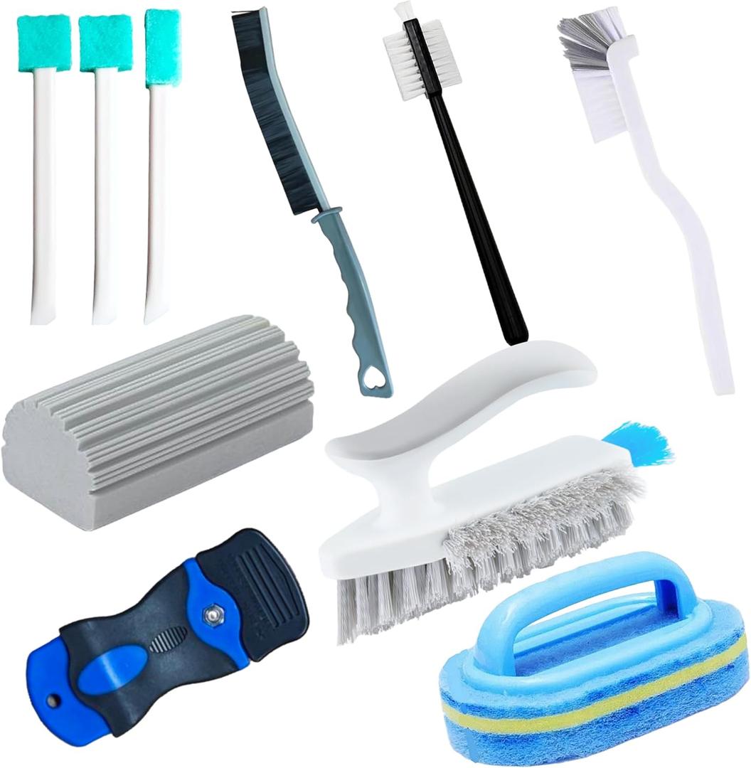 Elkanah Cleaning Brushes for Household use Small Cleaning Brushes for Small Spaces Sink Bathroom Deep Cleaning Supplies Set of 10