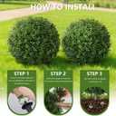 Artificial Lotus Topiary Ball Trees for Outdoor Set of 2 Fake Plant Bushes with Ground Spike UV Resistant Faux Shrubs for for Garden Front Porch, White