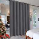 RYB HOME Blackout Room Divider Curtains Privacy Loft Screen Adjustable Ceiling to Floor Curtain & Drapes Partitions for Bedroom Dorm Doorway Bay Window, Wide 100 x Long 84, Grey, 1 Panel