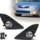 Fog Lights for 2012 2013 2014 Toyota Camry Assembly Replacement Kit with Wiring And Switch H11 12V 55W Halogen Bulbs(Clear Lens) (Black Bezel)