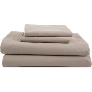 4 Piece Queen Bed Sheets Set | Queen Bed Sheets  Light Weight, Soft Breathable Sheets | Brushed Cotton Rich Blend | Secure-Fit, Wrinkle Resistant, Durable, Easy Care Bed Sheets | Comfy Sheets | Beige