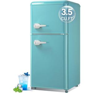 Retro Mini Fridge with Freezer 3.5 Cu. Ft, Small Refrigerator Dual Door