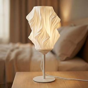 Bedside Lamps for Bedroom, 3 Way Dimmable Touch Table Lamp with LED Light Strip, Modern LED Desk Lamp with 3D Printed PVC Lampshade, Nightstand Lamp for Living Room, Office, Kitchen, Dorm Room