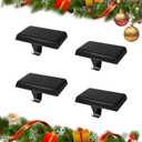 Set of 4 Christmas Weighted Stocking Holders for Fireplace Mantle Heavy-Duty Xmas Low-Profile Stocking Hangers & Ornament Hooks for Countertops, Tables, and WindowsPerfect Holiday Decor (Black)