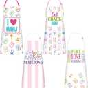 4 Pack Mahjong Aprons with Pockets Mahjong Gifts for Women Polyester Mah Jong Themed Kitchen Gifts Adjustable Neck Strap Aprons for Mother's Day for Majiang Lovers Cooking Grilling Baking