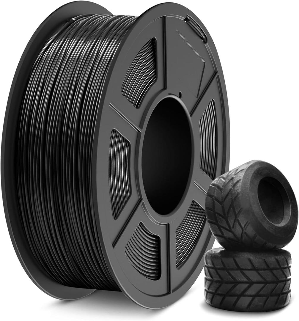 SUNLU TPU 3D Printer Filament 1.75mm, High Speed 95A TPU Filament, 1KG Flexible 3D Filament for Fast Printing, Dimensional Accuracy +/- 0.03mm, Suitable for Most FDM 3D Printers. (Black)