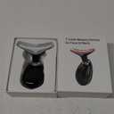 Red-Light-Therapy-for-Face-and-Neck, 7 Color Face Massager Tool for Wrinkles, Double Chin, Vibrating Facial Massager with Thermals for Skin Care, Glossy Black